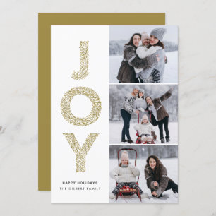 JOY Lettering Gold kerstfoto Collage Feestdagenkaart