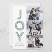 JOY Lettering Green kerstfoto Collage Feestdagenkaart (Voorkant)