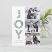 JOY Lettering Green kerstfoto Collage Feestdagenkaart (Staand voorkant)
