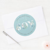 JOY Lichtblauwe Bloemen Sneeuwval Adres Sticker (Envelop)