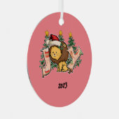 Joy Lion Kerstmis Metalen Ornament (Voorkant Rechts)