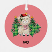 Joy Llama Kerstmis Metalen Ornament (Voorkant)