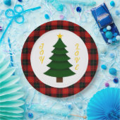 Joy-Love-Custom Plaid Christmas Tree Papieren Bordje (Feest)