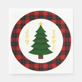 Joy-Love-Custom Plaid Christmas Tree Servet