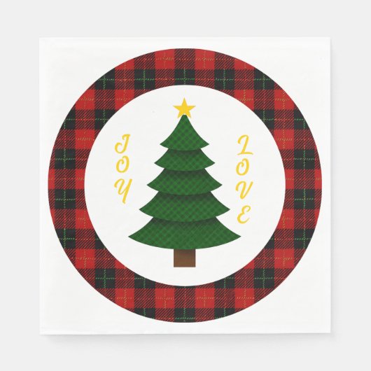 Joy-Love-Custom Plaid Christmas Tree Servet (Voorkant)