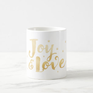 Joy & Love Elegant Handwriting Holiday Stars Koffiemok