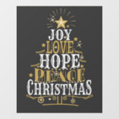 Joy Love Hope Peace Kerstmis Raamsticker (Vel)