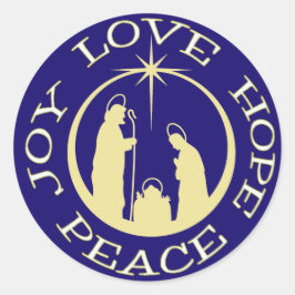 Joy Love Hope Peace Kerstmis Ronde Sticker