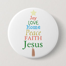 Joy, Love, Jesus, kerstboom Button