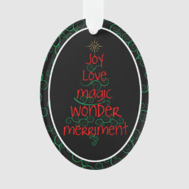 Joy · Love · Magic · Wonder · Merriment Ornament