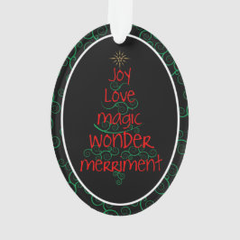 Joy · Love · Magic · Wonder · Merriment Ornament