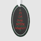 Joy · Love · Magic · Wonder · Merriment Ornament (voorkant)