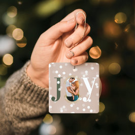 Joy Love Modern Type Geometric Family Foto Roze Keramisch Ornament