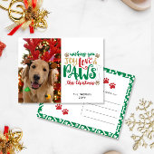 Joy Love Paws Dog Christmas Red Green Foto Briefkaart