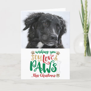 Joy Love Paws Dog kerstfoto Feestdagen Kaart