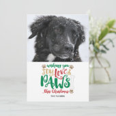 Joy Love Paws Dog kerstfoto Feestdagenkaart (Staand voorkant)