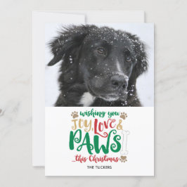 Joy Love Paws Dog kerstfoto Feestdagenkaart