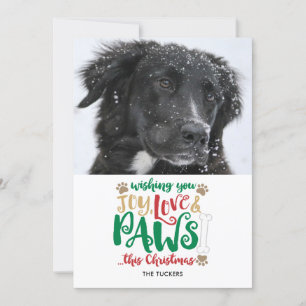 Joy Love Paws Dog kerstfoto Feestdagenkaart