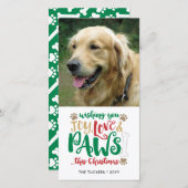 Joy Love Paws Dog kerstfoto Feestdagenkaart (Voorkant / Achterkant)