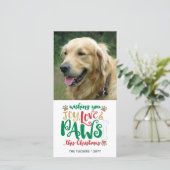 Joy Love Paws Dog kerstfoto Feestdagenkaart (Staand voorkant)