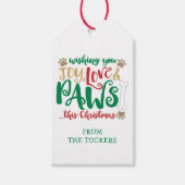 Joy Love PAWS Dog Kerstmis Cadeaulabel (Voorkant)
