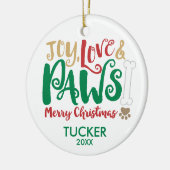 Joy Love PAWS Dog Merry-kerstversiering Keramisch Ornament (Links)