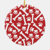 Joy Love PAWS Dog Merry-kerstversiering Keramisch Ornament (Achterkant)