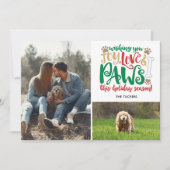 Joy Love Paws Dog Prettige feestdagen Red Green 2- Feestdagenkaart (Voorkant)