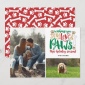 Joy Love Paws Dog Prettige feestdagen Red Green 2- Feestdagenkaart (Voorkant / Achterkant)