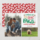Joy Love Paws Dog Season Greetings Red 2-Foto Feestdagenkaart (Voorkant / Achterkant)