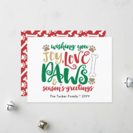 Joy Love Paws Dog Season's Greetings Red & Green Feestdagenkaart