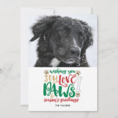 Joy Love Paws Dog Season's Greetings Red Photo Feestdagenkaart (Voorkant)