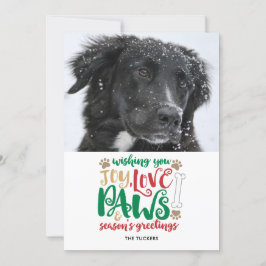 Joy Love Paws Dog Season's Greetings Red Photo Feestdagenkaart