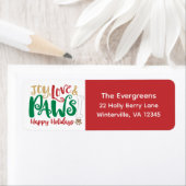 Joy Love Paws Happy Holidays Cute Pet Etiket (Insitu)