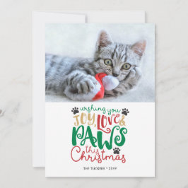 Joy Love Paws Pet Cat kerstfoto Feestdagenkaart
