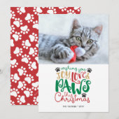Joy Love Paws Pet Cat kerstfoto Feestdagenkaart (Voorkant / Achterkant)