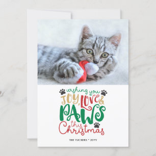 Joy Love Paws Pet Cat kerstfoto Feestdagenkaart