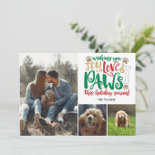 Joy Love Paws Prettige feestdagen Dog Red Green 3- Feestdagenkaart (Staand voorkant)