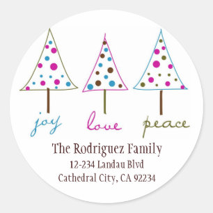 Joy, Love, Peace Adresetiketten Ronde Sticker