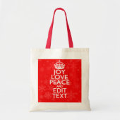 Joy Love Peace and Jouw tekst Red Accent Snowflake Tote Bag (Voorkant)