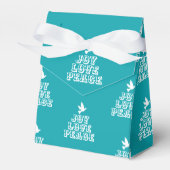 Joy love peace aqua white kersttree gunnen box bedankdoosjes (Voorkant Zijde)