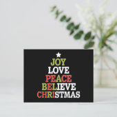 Joy Love Peace Believe Christmas Tree Family Feestdagenkaart (Staand voorkant)
