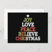Joy Love Peace Believe Christmas Tree Family Feestdagenkaart (Voorkant / Achterkant)