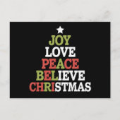 Joy Love Peace Believe Christmas Tree Family Feestdagenkaart (Voorkant)
