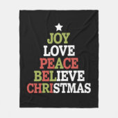 Joy Love Peace Believe Christmas Tree Family Fleece Deken (Voorkant)