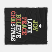 Joy Love Peace Believe Christmas Tree Family Fleece Deken (Voorkant (Horizontaal))