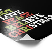 Joy Love Peace Believe Christmas Tree Family Foto Afdruk (Hoek)