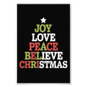 Joy Love Peace Believe Christmas Tree Family Foto Afdruk (Voorkant)