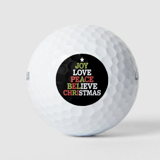Joy Love Peace Believe Christmas Tree Family Golfballen (Voorkant)