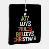 Joy Love Peace Believe Christmas Tree Family Keramisch Ornament (Rechts)
